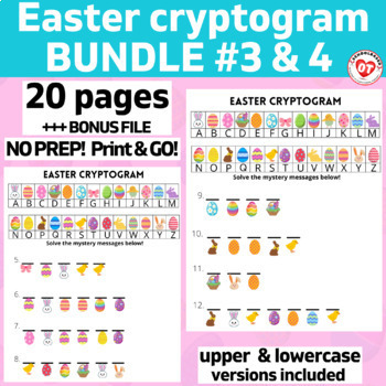 Preview of OT EASTER Cryptogram Bundle #2: 20 no prep worksheets + BONUS FILE: Decode words