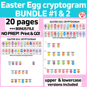 Preview of OT EASTER EGG Cryptogram Bundle:20 no prep worksheets + BONUS FILE: Decode words