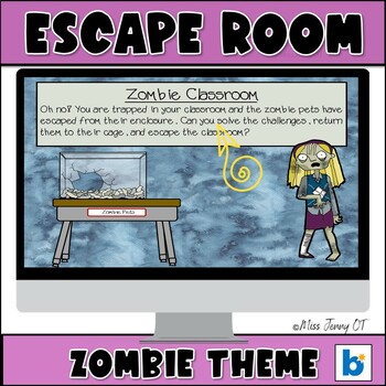 Preview of OT Escape Room Executive Functioning Activities Boom Cards Zombie Theme