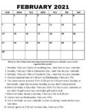 OT: Executive Functioning Calendar Labeling Activity FEB 2021