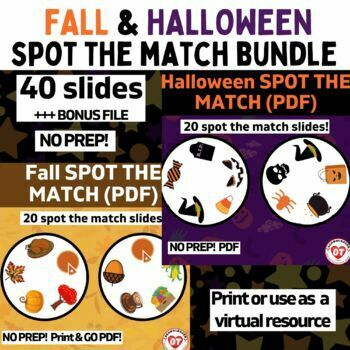 Preview of OT FALL AND HALLOWEEN VIRTUAL SPOT THE MATCH GAME BUNDLE: NO prep!