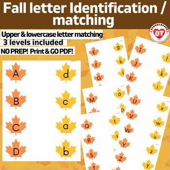 Preview of OT FALL upper & lowercase letter recognition & matching worksheets: prewriting