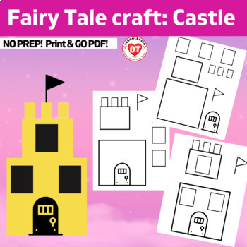 Preview of OT Fairy Tale Castle Craft: Color, Cut, Glue craft template NO PREP!