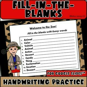 Preview of OT Fill in the Blanks Handwriting Practice for GOOGLE™ SLIDES