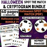 OT HALLOWEEN CRYPTOGRAM WORKSHEETS & SPOT THE MATCH BUNDLE