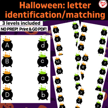 Preview of OT HALLOWEEN upper & lowercase letter recognition/matching worksheets prewriting