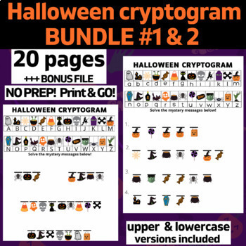 Preview of OT Halloween Cryptogram Bundle: 20 no prep worksheets + BONUS FILE: Decode words