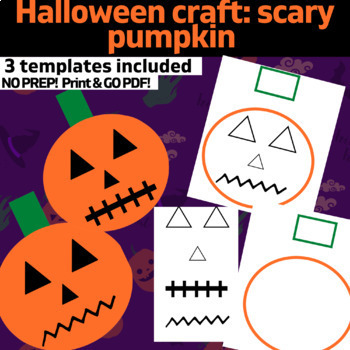 Preview of OT Halloween/fall thanksgiving pumpkin craft: Color, Cut, Glue template no prep