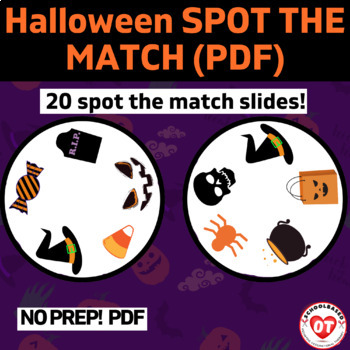 Preview of OT Halloween spot the match visual perceptual game: PDF Version: NO PREP GAME!