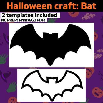 Preview of OT Halloween themed bat craft: Color, Cut, Glue template: no prep print & go