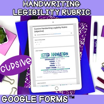 Preview of OT Handwriting Legibility Rubric: GOOGLE FORM™ for IEP data collection (cursive)