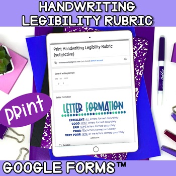 Preview of OT Handwriting Legibility Rubric: GOOGLE FORM™ for IEP data collection (print)