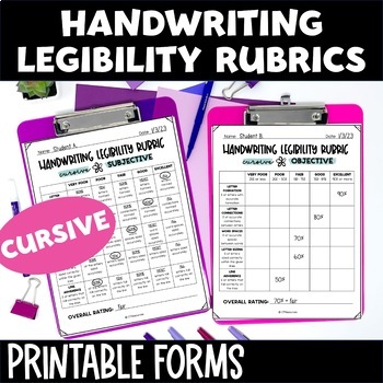 Preview of OT Handwriting Legibility Rubric for IEP data collection (cursive)