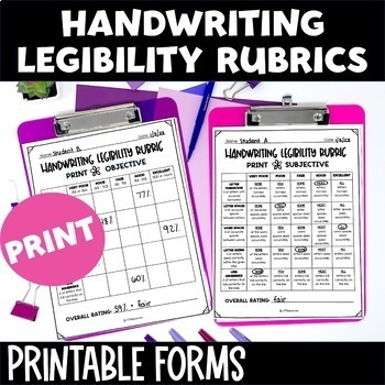 Preview of OT Handwriting Legibility Rubric for IEP data collection (print)