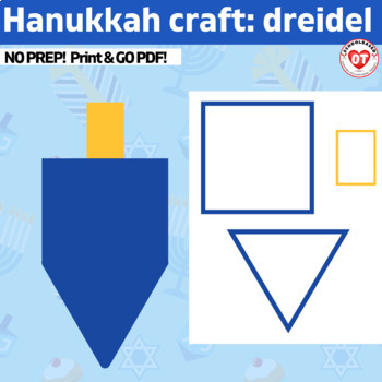Preview of OT Hanukkah themed craft: Dreidel Color, Cut, Glue template NO PREP print & Go