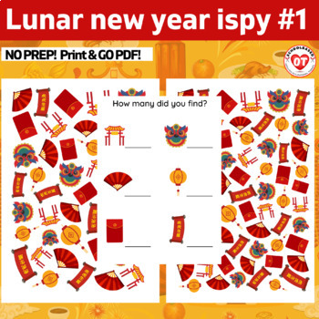 Preview of OT Lunar New Year ispy: #1 search, find and count worksheets (2 versions)