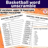 OT MARCH MADNESS BASKETBALL word unscramble worksheets: NO PREP!