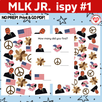 Preview of OT MLK JR. themed ispy:  search, find and count ispy worksheets