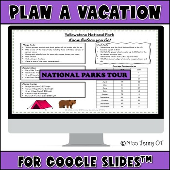 Preview of OT Middle School Executive Functioning Activity Plan Vacation for Google Slides™