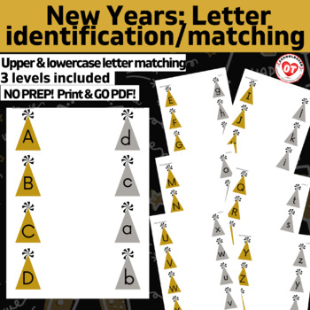 Preview of OT NEW YEARS upper & lowercase letter recognition/matching worksheets prewriting