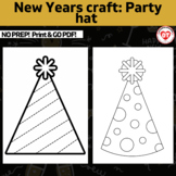 OT New years party hat craft: color and cut craft template