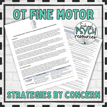 Preview of OT Occupational Therapy Fine Motor Strategies Handbook Guide Special Ed Gen Ed