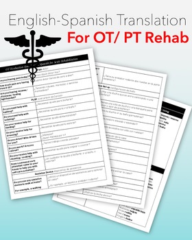 Preview of OT / PT English-Spanish Translation - phrases, anatomy, and assistive devices fo