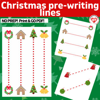 Preview of OT Prewriting CHRISTMAS trace horizontal, vertical &Diagonal line worksheets