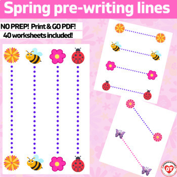 Preview of OT Prewriting /cutting: SPRING THEMED horizontal, vertical & Diagonal lines
