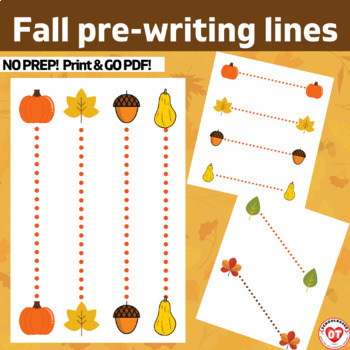 Preview of OT Prewriting lines tracing/cutting: FALL horizontal, vertical & Diagonal lines
