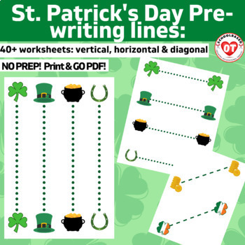 Preview of OT Prewriting trace/copy ST. PATRICK'S DAY horizontal, vertical & Diagonal lines