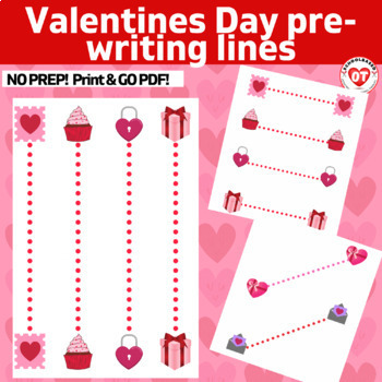 Preview of OT Prewriting trace/copy VALENTINES DAY horizontal, vertical & Diagonal lines