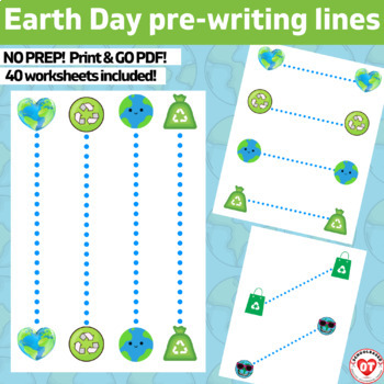 Preview of OT earth day Prewriting line worksheets trace & copy lines NO PREP!