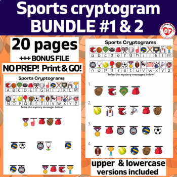Preview of OT SPORTS Cryptogram worksheet Bundle: 20 no prep pages: Decode words