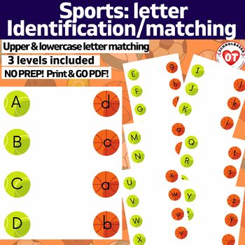 Preview of OT SPORTS upper & lowercase letter recognition/matching worksheets: prewriting