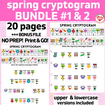 Preview of OT SPRING Cryptogram Bundle: 20 no prep worksheets + BONUS FILE: Decode words