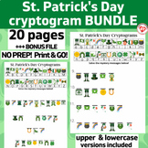 OT ST. PATRICK'S DAY Cryptogram Worksheet bundle: 20 pages