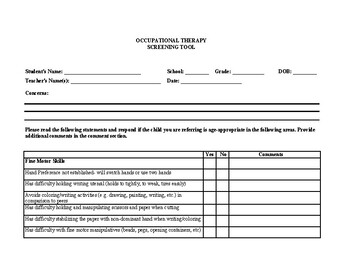 Preview of OT Screening Tool