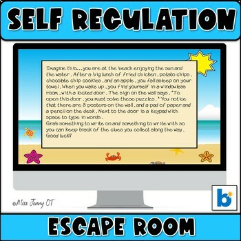 Preview of OT Self Regulation Escape Room Boom Cards for SEL