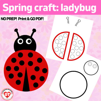 Preview of OT Spring themed LADYBUG craft: Color, Cut, Glue craft template no prep