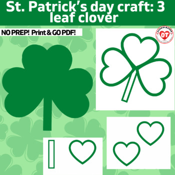 Preview of OT St. Patrick's day: shamrock / clover craft Color, Cut, Glue + coloring sheets