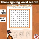 OT Thanksgiving themed Word search worksheet: visual perce