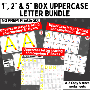 Preview of OT Uppercase Letter trace and copy worksheets: 1", 2" & 5" Boxes- No prep!