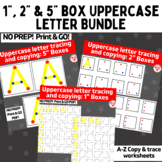 OT Uppercase Letter trace and copy worksheets: 1", 2" & 5"