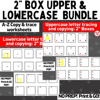 Preview of OT Uppercase and Lowercase Letter trace and copy worksheets: 2" Boxes- No prep!