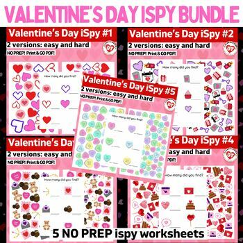 Preview of OT VALENTINES DAY ISPY worksheet bundle search, find and count worksheets