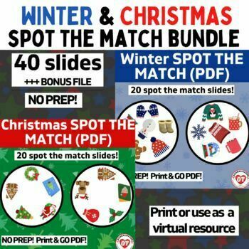Preview of OT WINTER & CHRISTMAS SPOT THE MATCH GAME BUNDLE (virtual OT games) NO PREP!