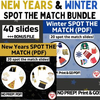 Preview of OT WINTER & NEW YEARS VIRTUAL SPOT THE MATCH GAME BUNDLE + BONUS FILE no prep
