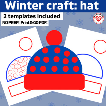 Preview of OT Winter Hat craft:Color, Cut, Glue winter craft template no prep print & go