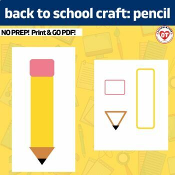 Preview of OT back to school craft: pencil craft: color, cut, glue craft template